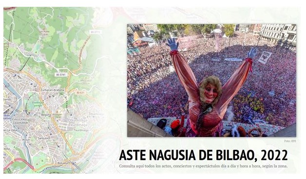 Mapa interactivo de las fiestas de Bilbao: Consulta aquí todos los actos calle a calle y txosna a txosna