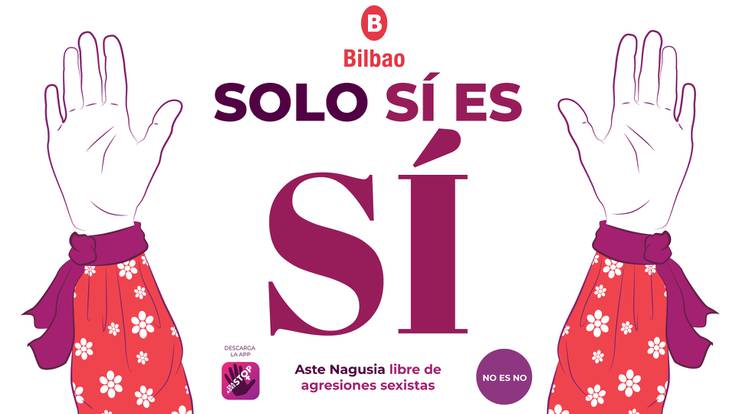 Marijaia alza sus brazos contra las agresiones sexistas en fiestas de Bilbao